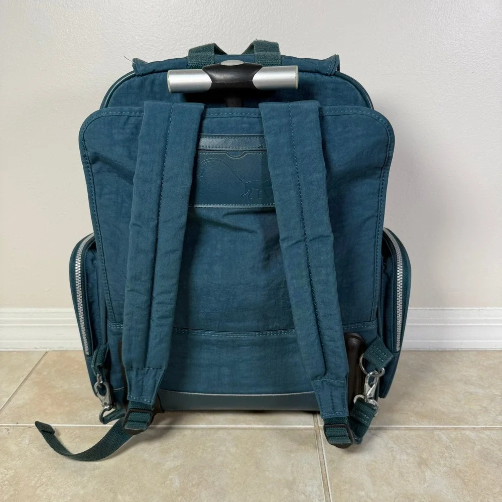 Kipling Alcatraz Rolling Backpack Unisex Large Teal Blue Convertible Laptop Bag